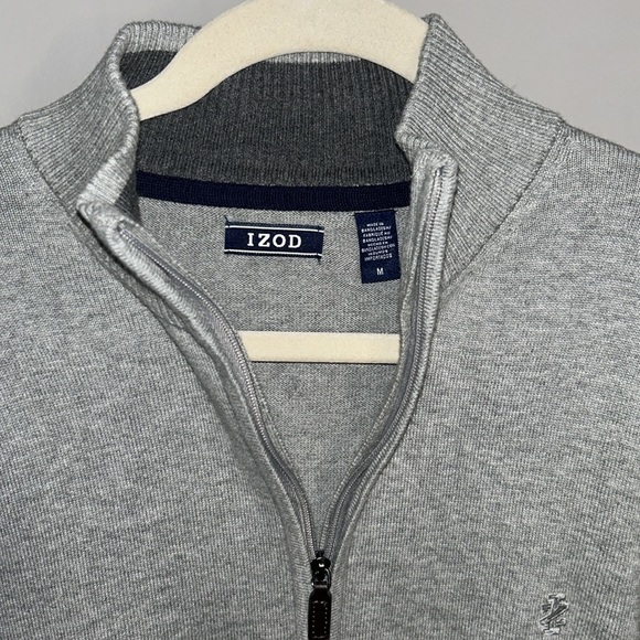IZOD 1/4 Zip Pullover Grey Sweater Size Medium - Picture 4 of 9